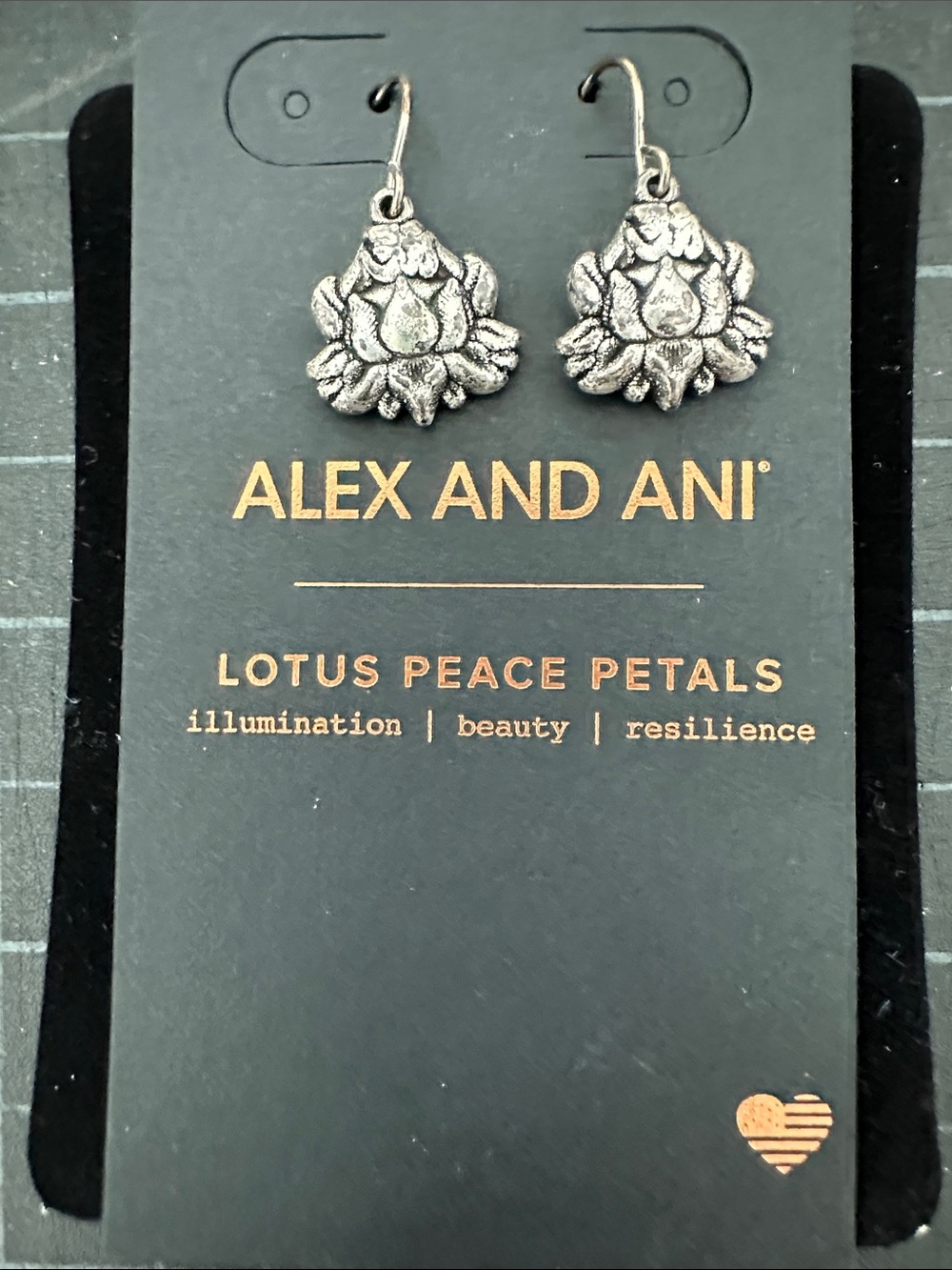 Alex and Ani Silver Lotus Peace Petals Wire Earrings